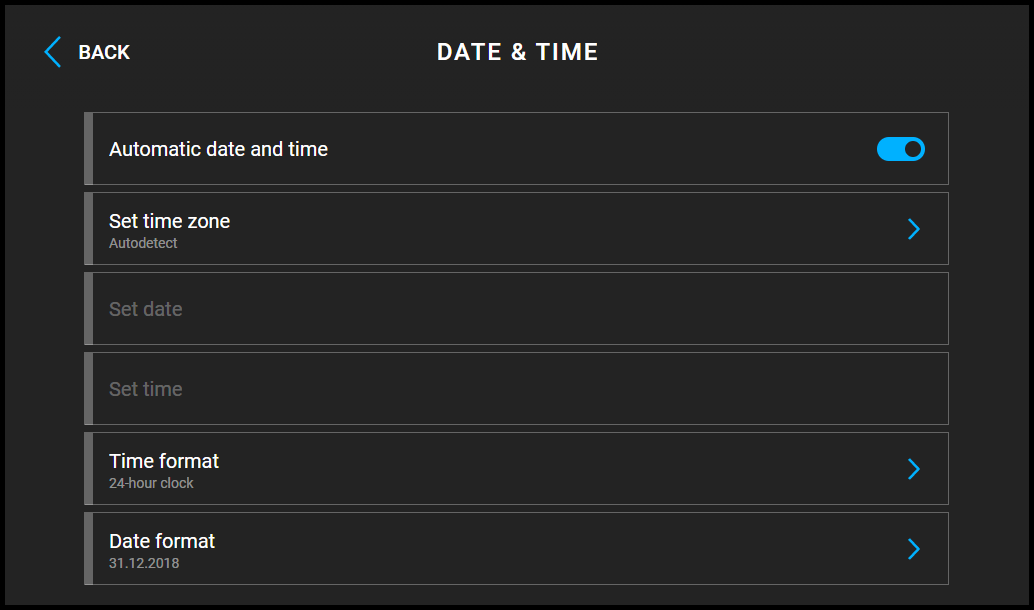 Date and Time Settings Screen of 2N Indoor View Indoor Station