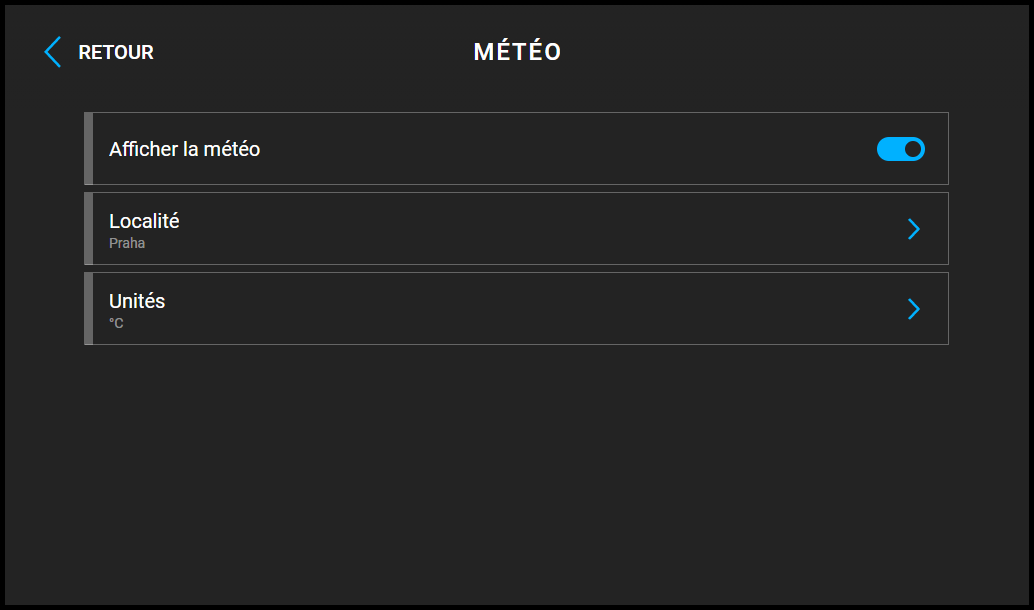 Weather Settings Screen of 2N Indoor View Indoor Station