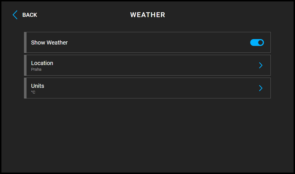 Weather Settings Screen of 2N Indoor View Indoor Station