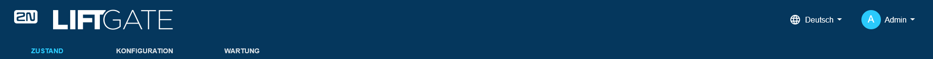 A mostly blue rectangular LiftGate banner with tabs and writing