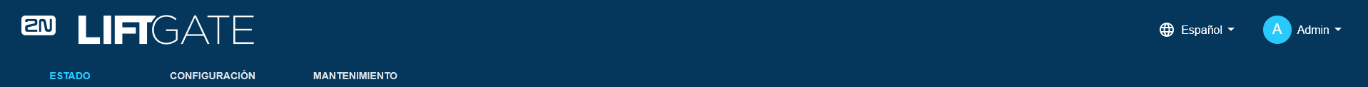 A mostly blue rectangular LiftGate banner with tabs and writing