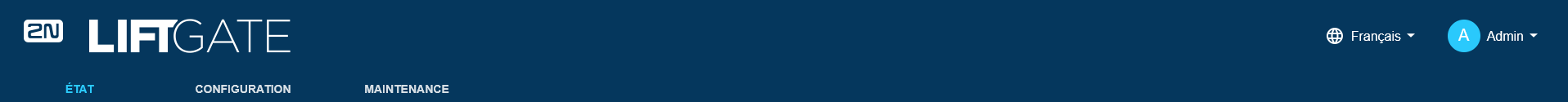 A mostly blue rectangular LiftGate banner with tabs and writing