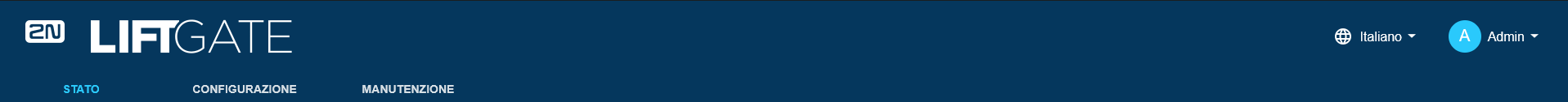 A mostly blue rectangular LiftGate banner with tabs and writing