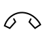 Telephone handset facing downward with both ends tilted down, 2N Wi-Fi Indoor View end call icon