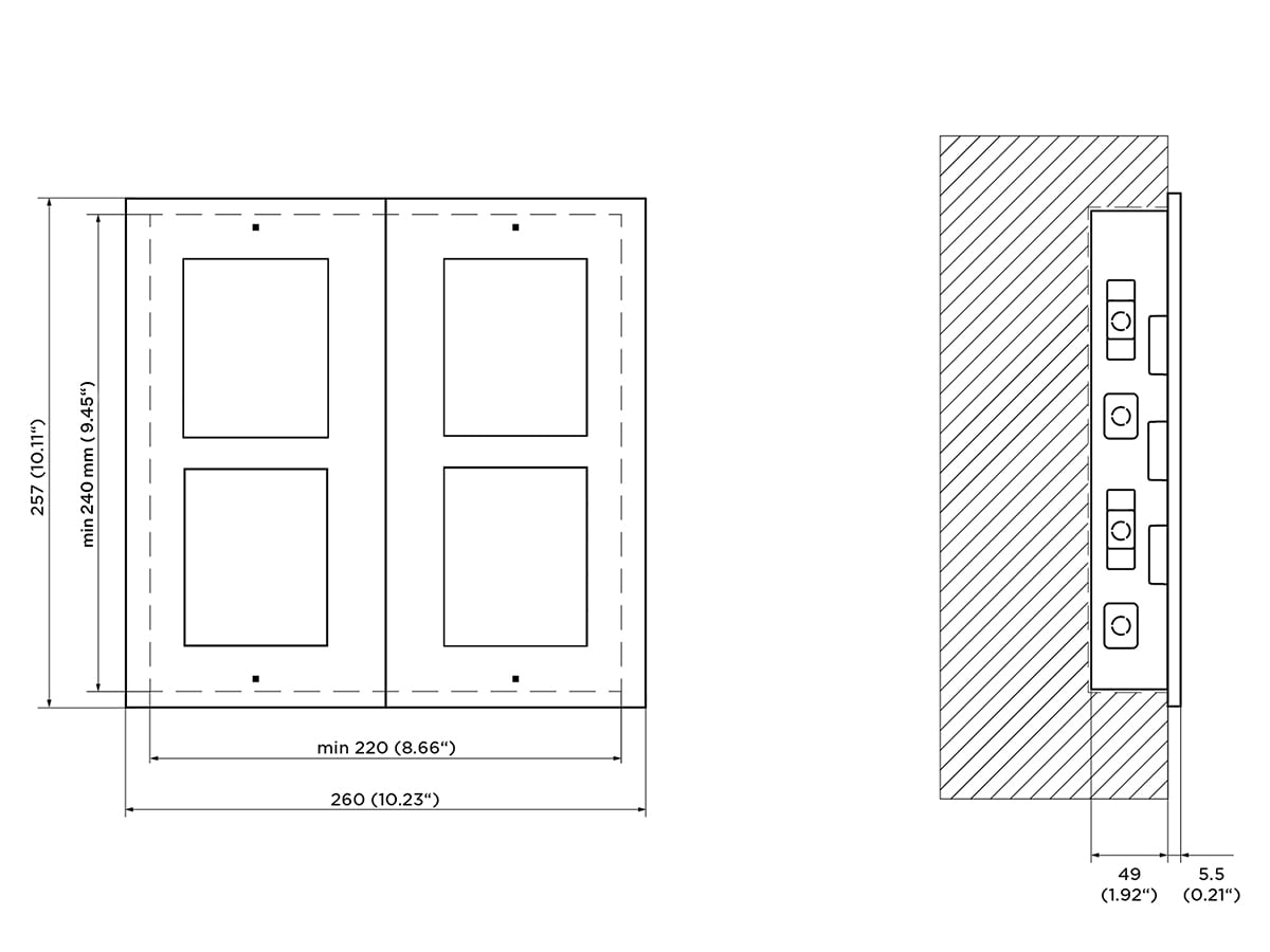 Flush mount installation two module side by side