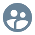 Circle with two white circles with bodies representing users, Users Icon for 2N Elevator Center