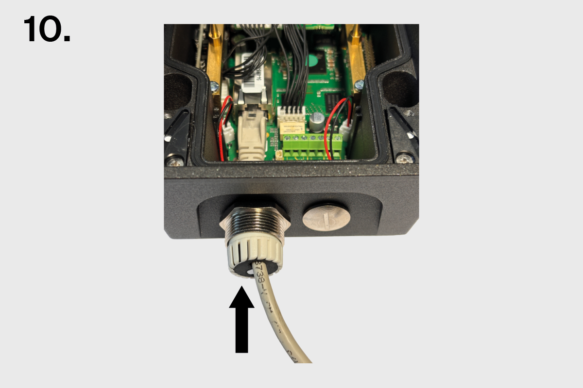Cable Gland Pass-Through for IP Force – Cable inserted through gland into housing