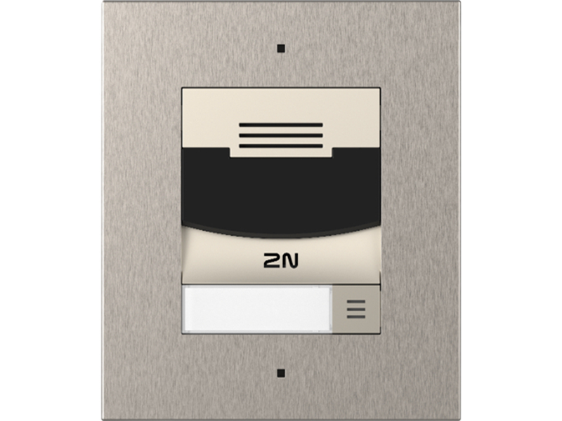 2N IP Solo Intercom, Nickel variant, Flush Mount, Front View