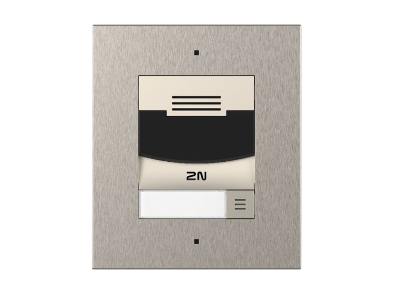 2N IP Solo Intercom, Nickel variant, Flush Mount, Front View