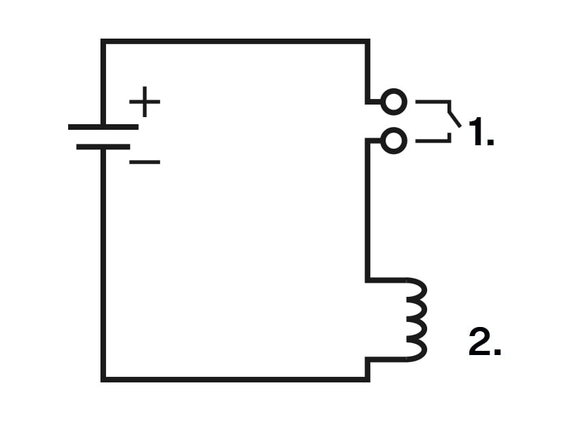 Wiring diagram for the relay terminal output for switching the electric circuit of the controlled device