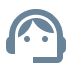 Circle with a smaller circle inside like a head, curved line on top like headphones, and a small rectangular extension on the right side, Rescue Sessions Icon for 2N Elevator Center