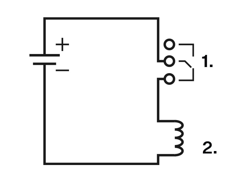 Wiring diagram for opening the electric circuit of the controlled device