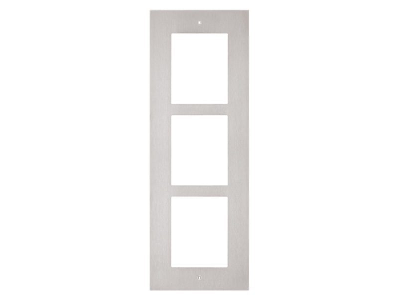 Flush-Mount Frame for Wall Installation, Three Modules, Silver