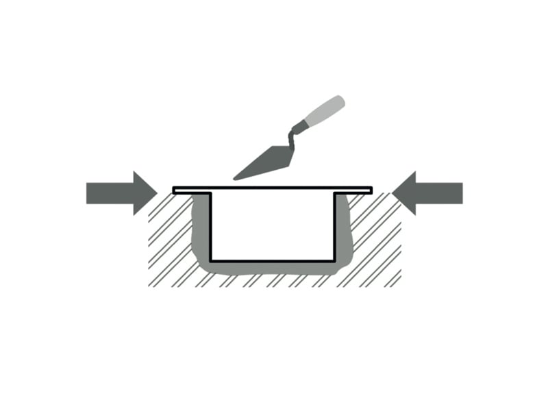 Edges detail for flush mount installation schematic