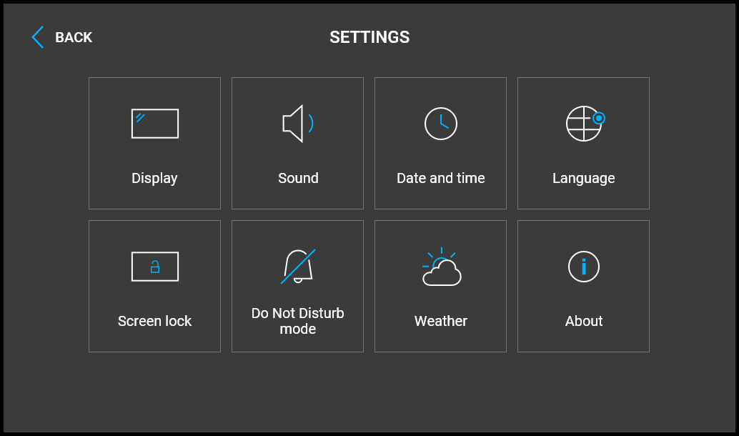Settings menu of the 2N Indoor View Indoor Station