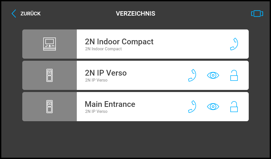 Directory Screen of 2N Indoor View Indoor Station