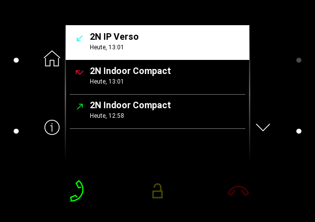 Call Log Screen of 2N Indoor Compact Indoor Station